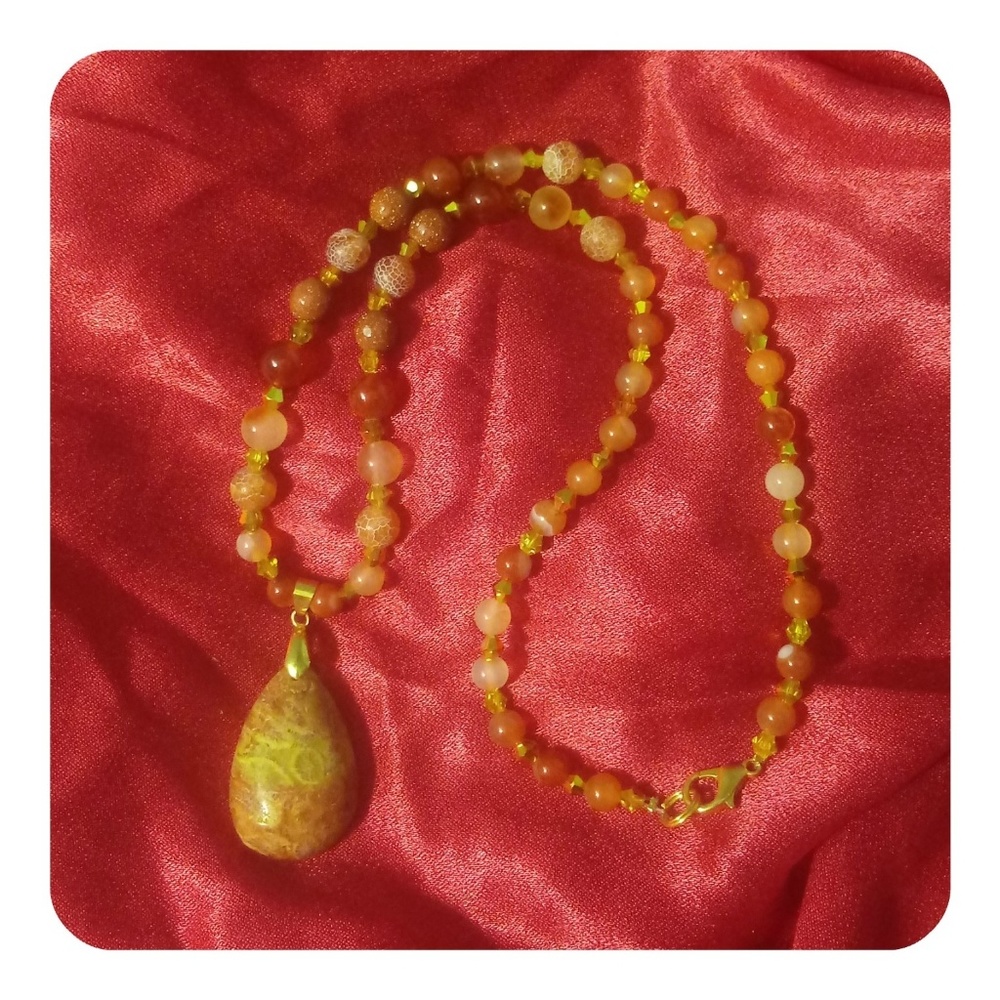 Natural fossil necklace Sea coral fossil